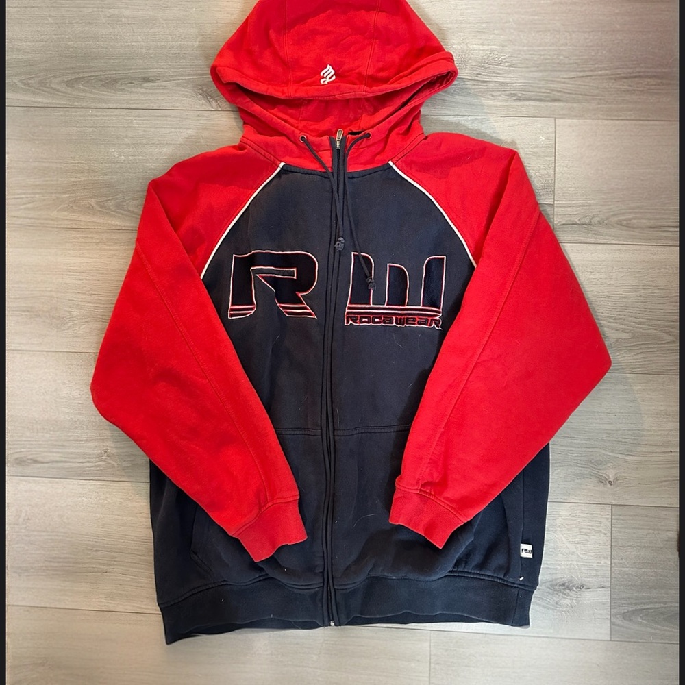 Y2K Rocawear Navy Blue & Red Oversized Baggy 
Hip Hop Streetwear Sweater